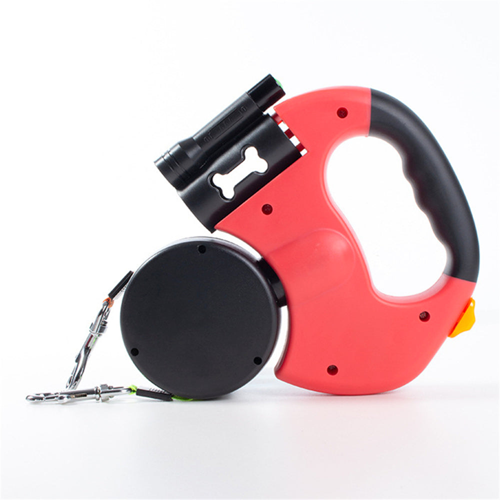 Dual Dog Leashes Rope with Light Retractable