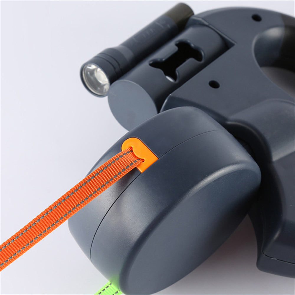 Dual Dog Leashes Rope with Light Retractable